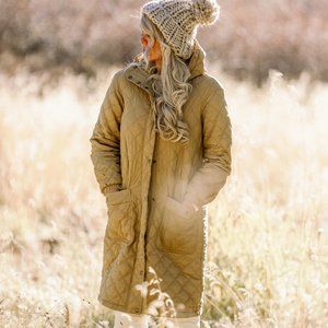 NWT Madewell Austwell Quilted Coat Olive Mustard Muted Neutral Autumn fall